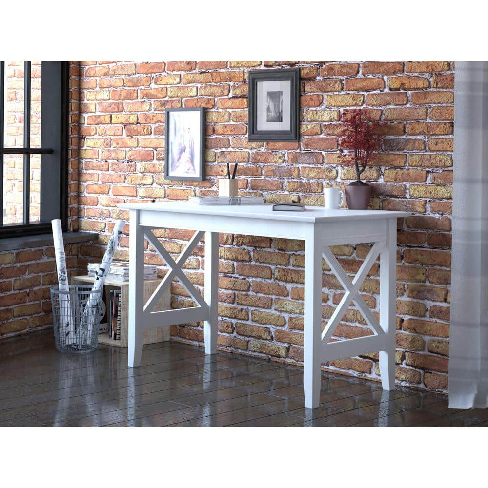 AFI 48" Lexi Solid Wood X Design Home Office, Gaming, Writing, Desk with Charger in White