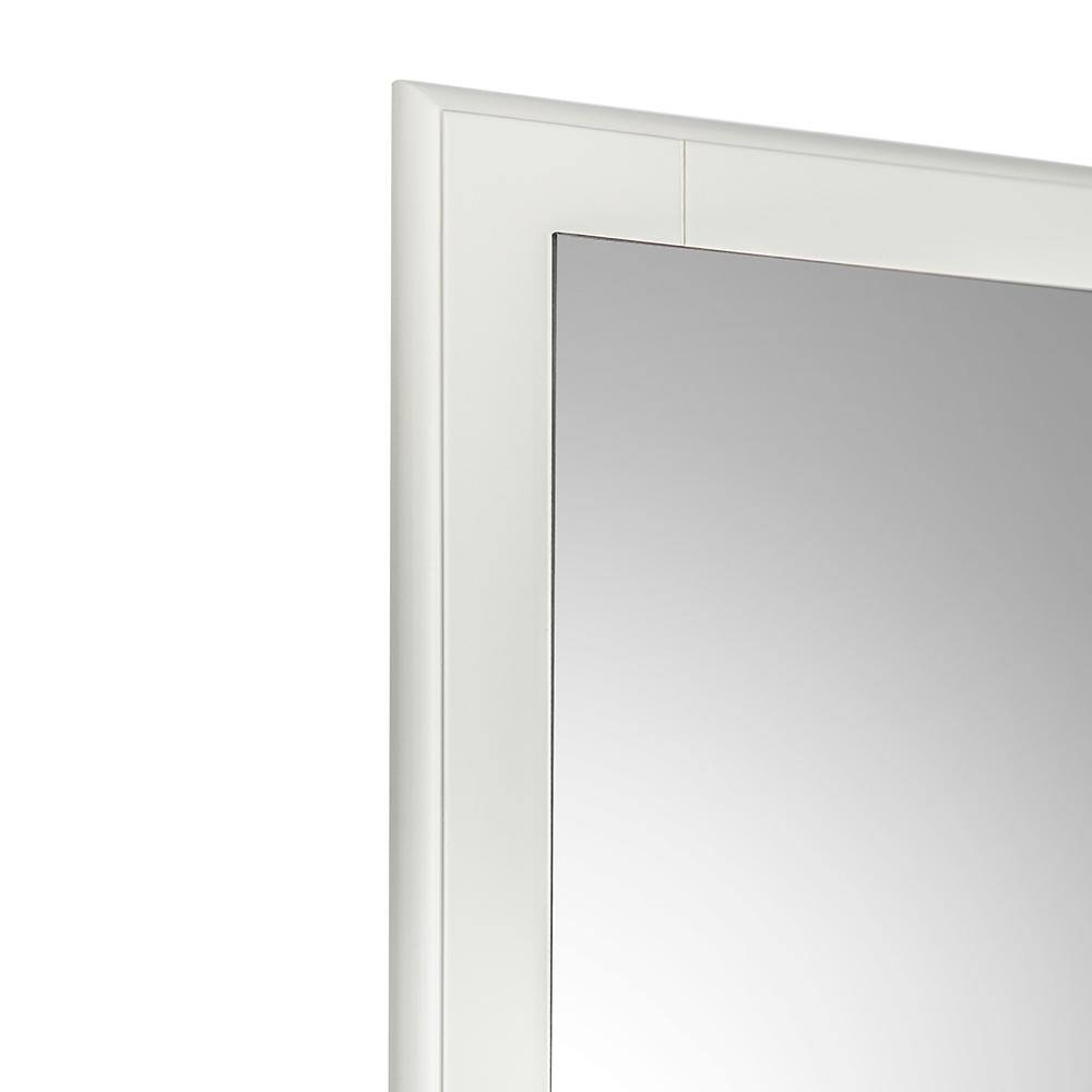 Elegant Antique White Carved Wood 20"x32" Bathroom Vanity Mirror