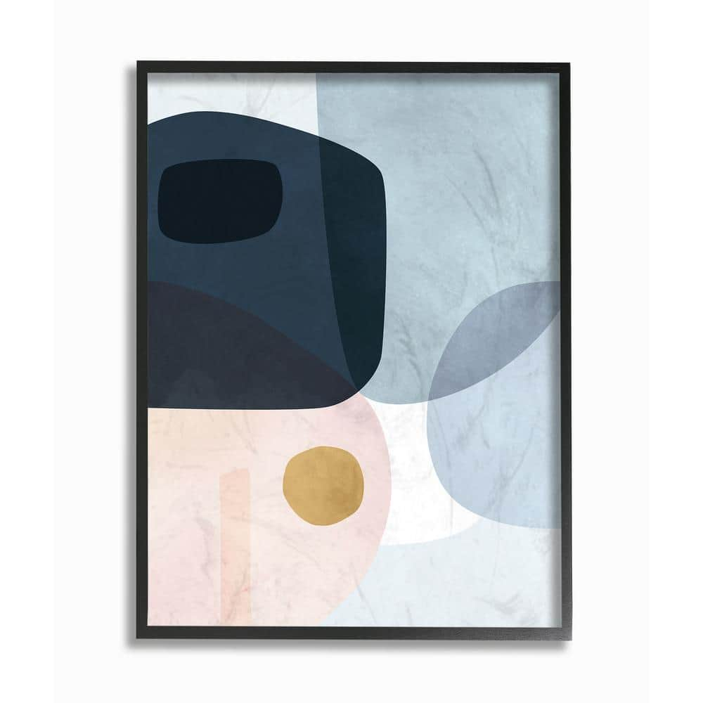 The Stupell Home Decor Mod Shapes Blue Navy and Peach Overlapping Abstract Framed Texturized Art