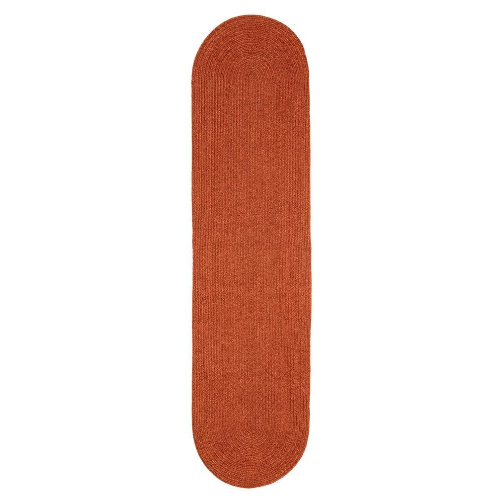Braided Brick 2 ft. x 8 ft. Solid Indoor/Outdoor Oval Area Rug
