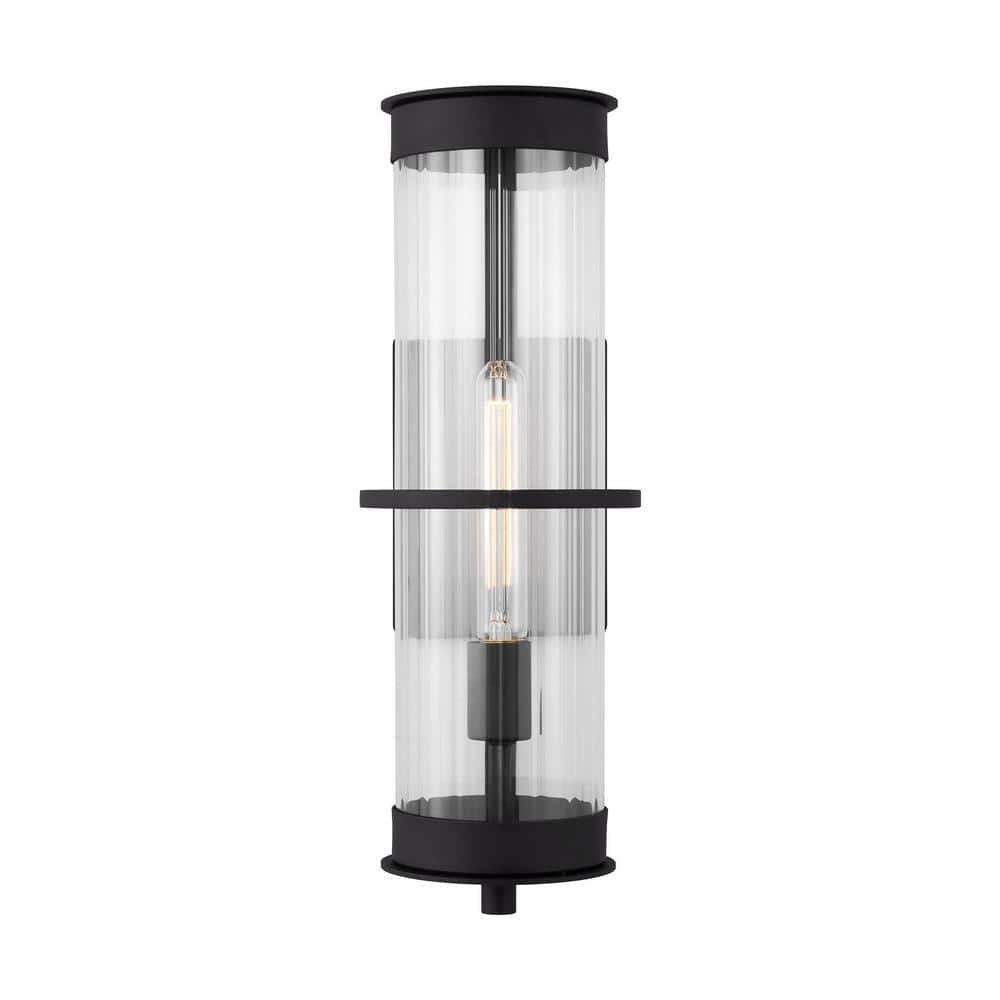 Alcona Black Bronze Outdoor Wall Lantern with Clear Fluted Glass