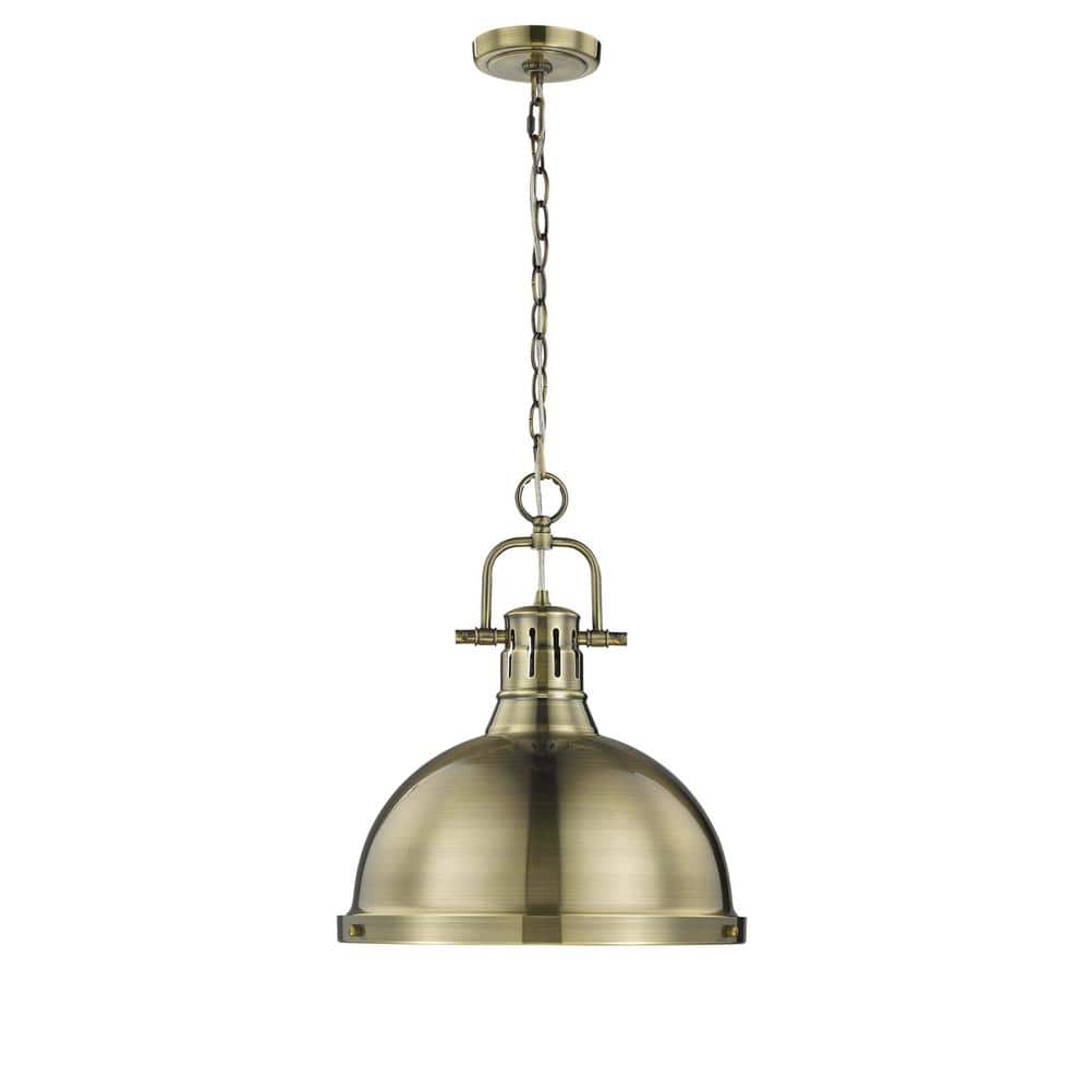 CodYinFI 3602-L AB-AB Pendant with Aged Brass Shades, Aged Brass Finish
