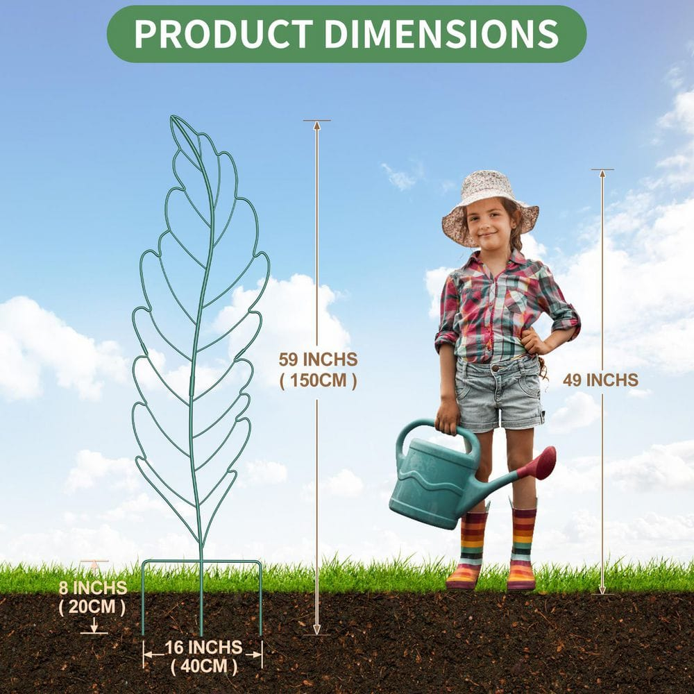 3-Pack Metal Garden Trellis Plant Support Trellis for Climbing Vines Floral Vegetables Metal Trellis (Leaf, Green)