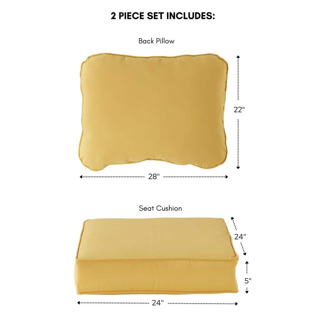 Greendale Home Fashions 2-Piece Solid Sunbeam 24"W Premium Deep Seat Cushion Set