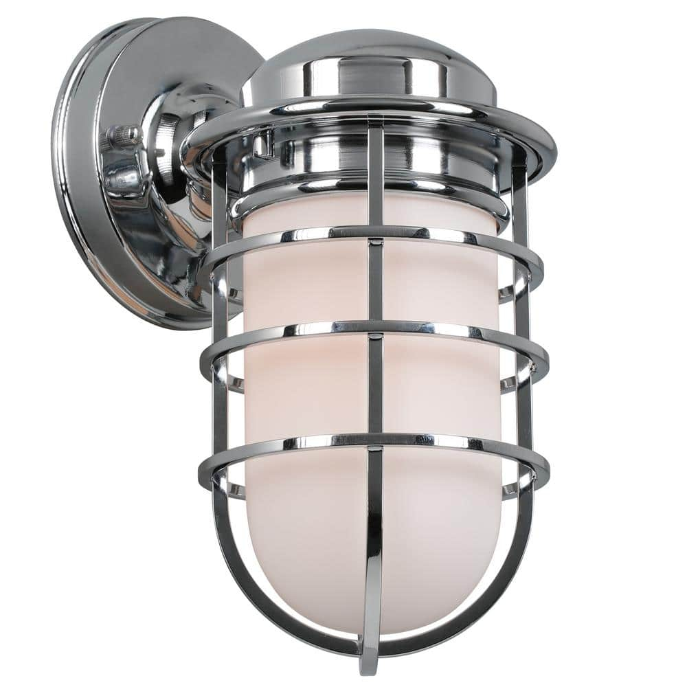 Polished Chrome Industrial Jelly Jar Wall Sconce