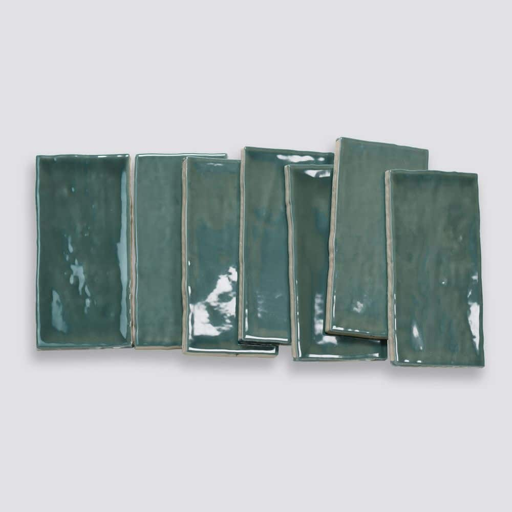 Bedrosians Marin Rectangle Gloss Ceramic Tile 3 x 5, Ocean Teal (teal) (5.38 sq. ft./Case)