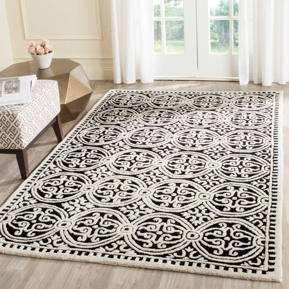 Ivory Elegance Square Hand-Tufted Wool Area Rug - 62"x20"