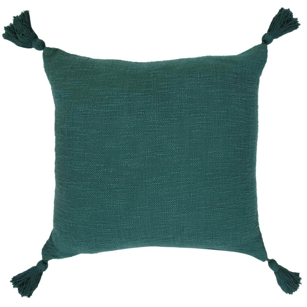 Ox Bay Hampton 20" x 20" Green Solid Cotton Reversible Adult Decorative Throw Pillow