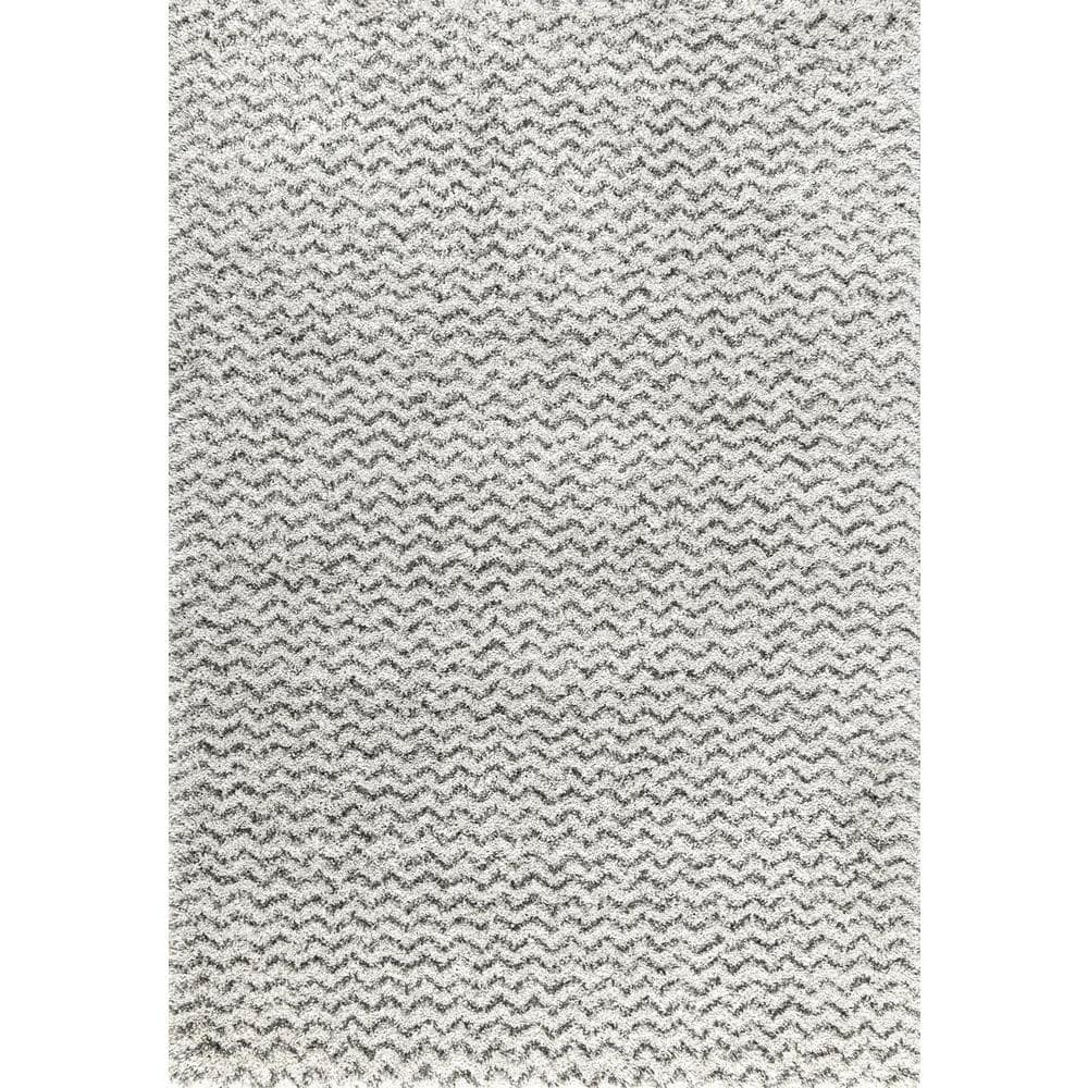 Cuellar Chevron Shag Ivory 9 ft. x 12 ft. Area Rug