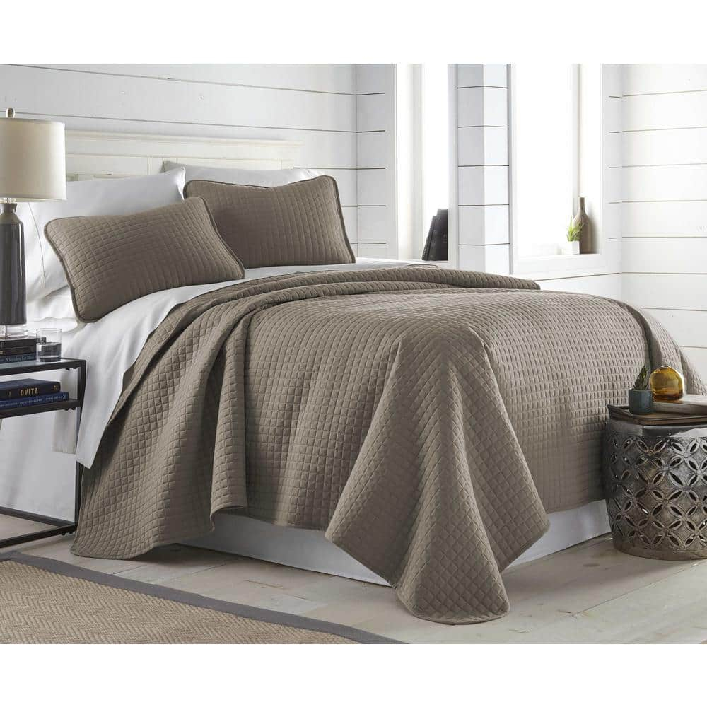 Vilano Dark Taupe Twin Microfiber Reversible Quilt Set