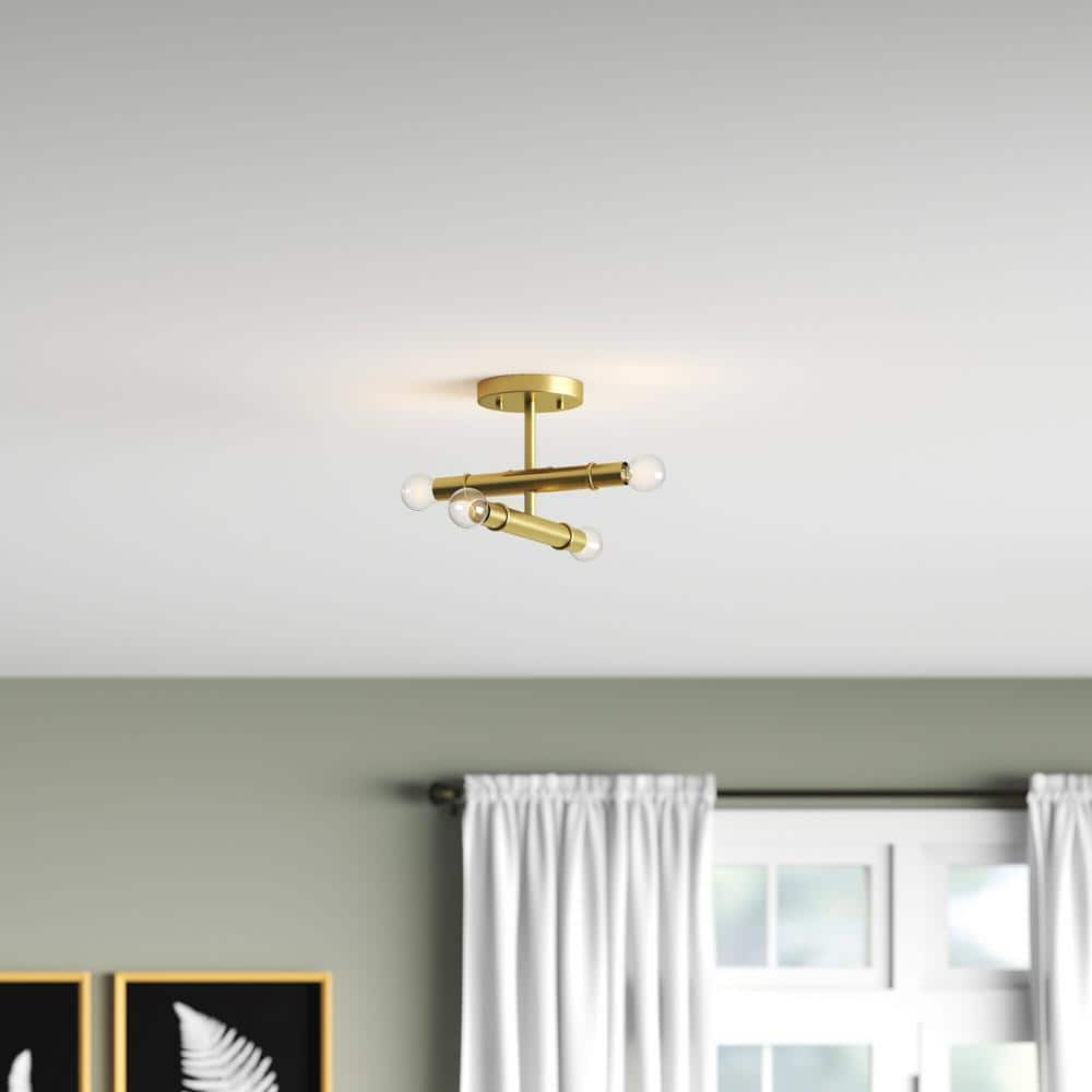 Designers Fountain 92711-OSB Emmett 4 Light Semi-Flush in Old Satin Brass