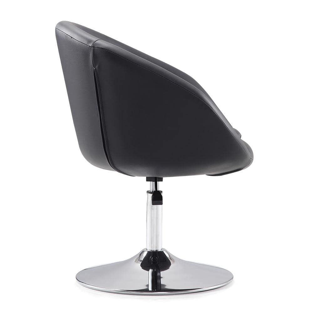Hopper Black and Polished Chrome Faux Leather Adjustable Height Chair