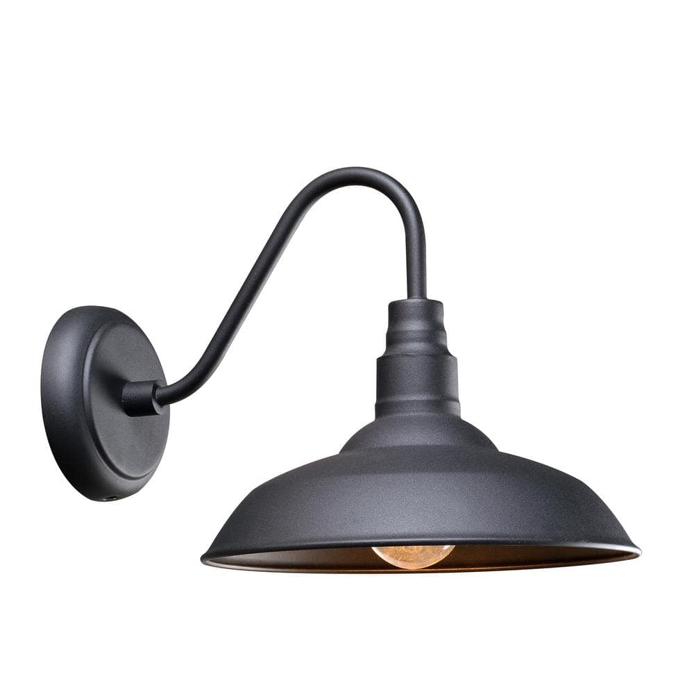 Barnes 10 in. Black Outdoor Hardwired Lantern Sconce