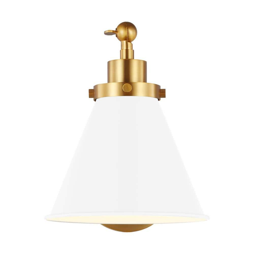 Wellfleet 8.75" Matte White & Burnished Brass Steel Wall Sconce
