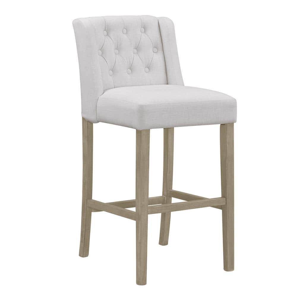 Glamour Home Aled 29" Fabric Bar Stools with Side Wings in Beige (Set of 2)