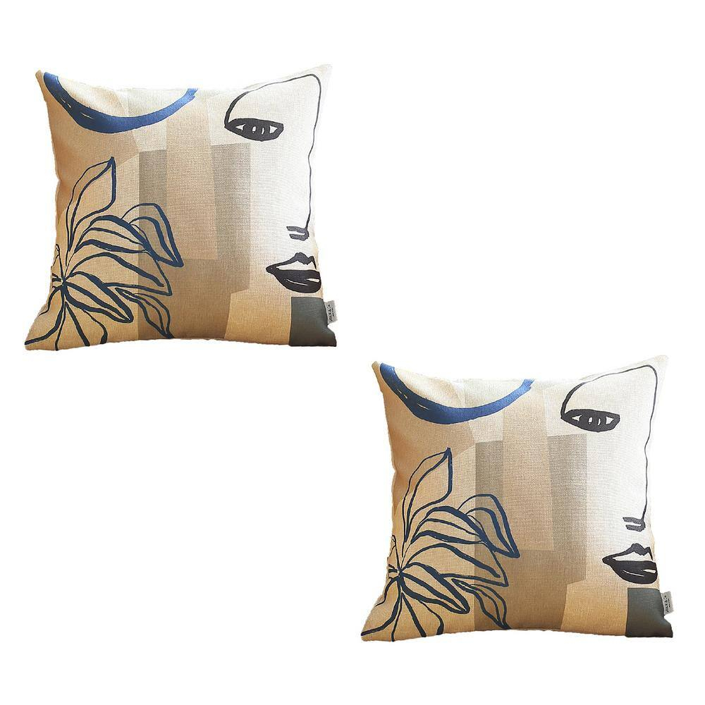 Boho-Chic Set of 2 Handcrafted Decorative Throw Pillow Cover Abstract Jacquard 18" x 18" Multi-Color Square Pillowcase for Couch, Bedding