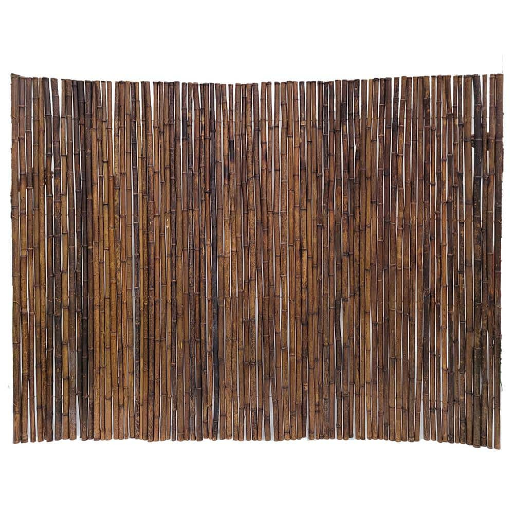 Backyard X-Scapes Bamboo Fencing Decorative Rolled Wood Fence Panel Caramel Brown 6ftHx8ftL