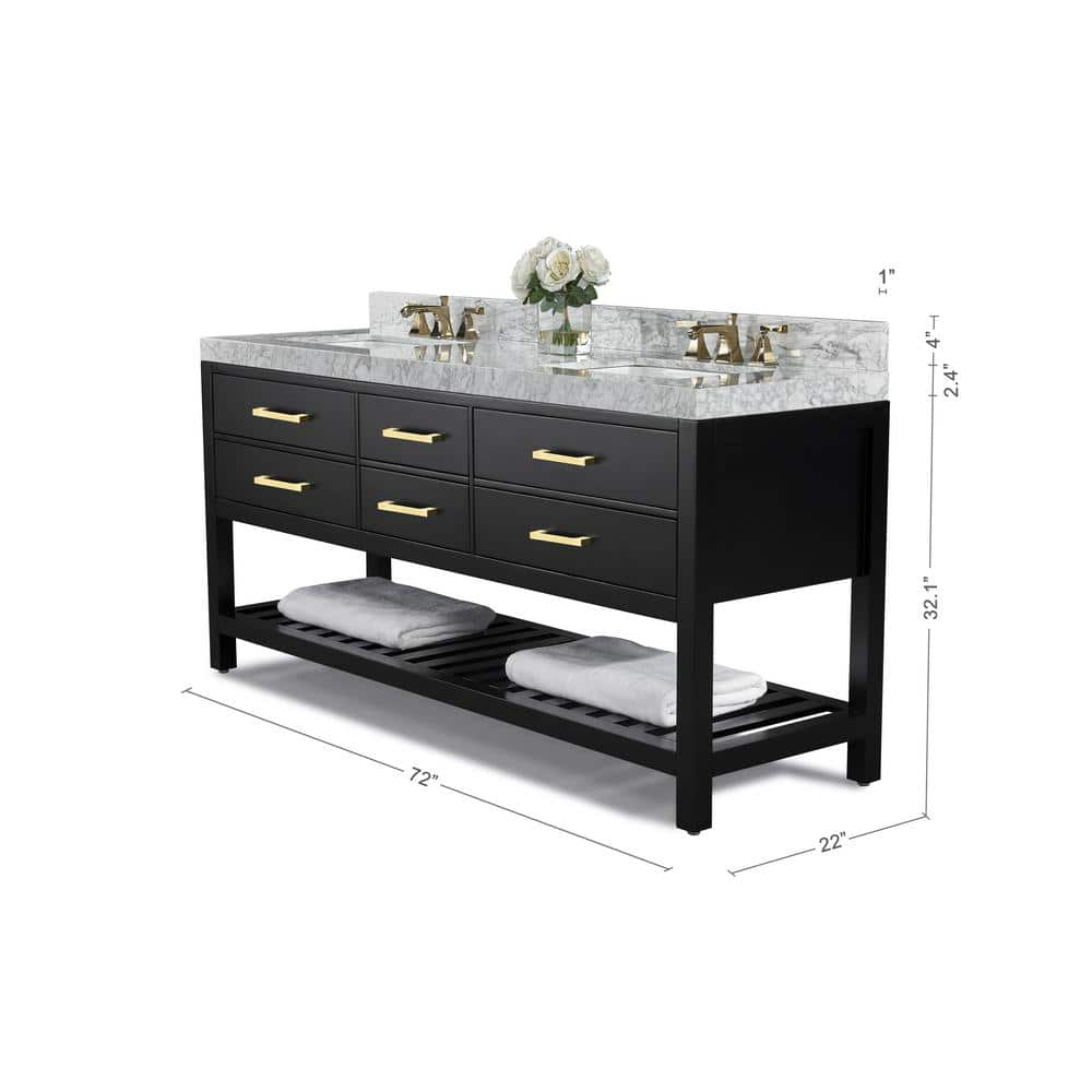 Ancerre Designs Elizabeth 72" Wood Bathroom Vanity Set in Black Onyx