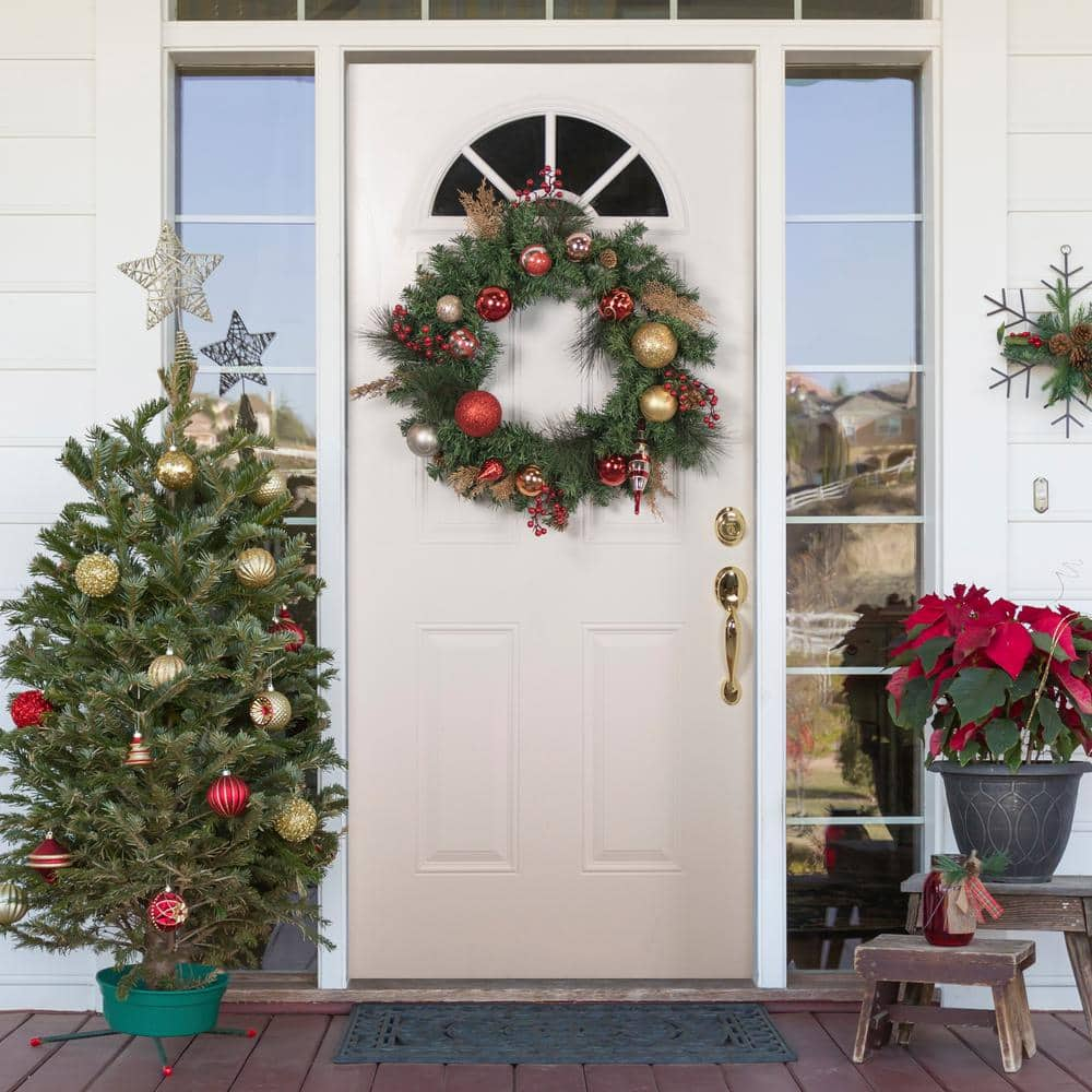 Northlight 30" Unlit Green Foliage and Ornaments Christmas Wreath