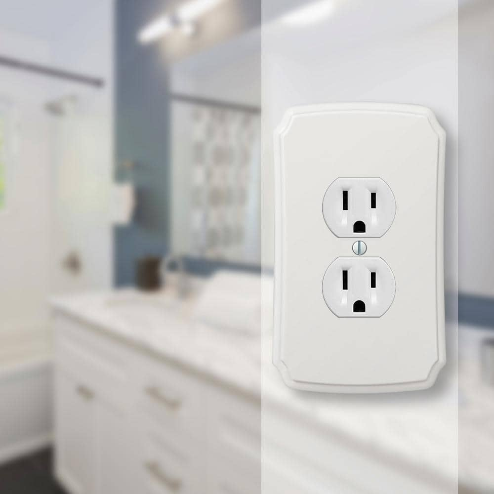 Amerelle 37D Classic Wallplate, 1 Duplex, Composite, White, 1-Pack