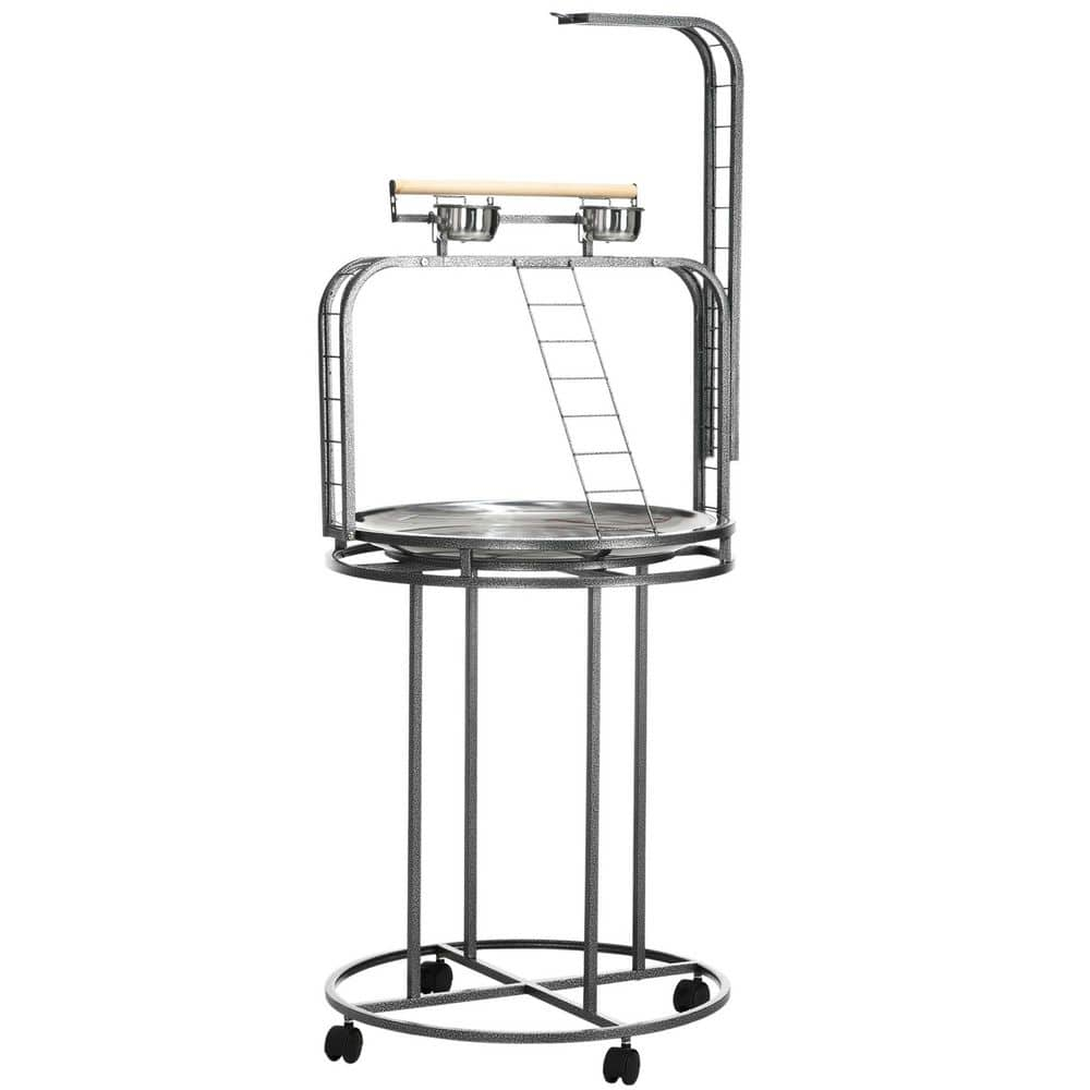 PawHut Parrot Stand Large Bird Perch Stand with Toy Hook & 3 Ladders