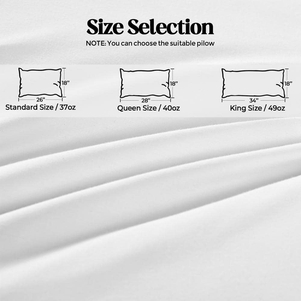 Unikome Goose Down Feather Gusseted Bed Pillows, Pillows Standard Size Set of 2, 100% Soft Cotton Cover, Pillow for Back, Stomach or Side Sleepers