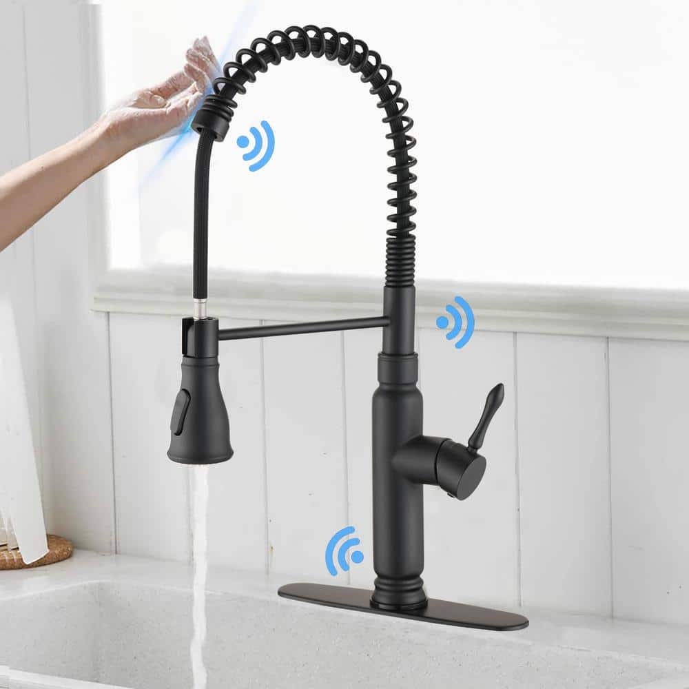Touch Kitchen Faucet With Pull Down Sprayer Matte Black Stainless Steel
