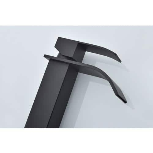 Waterfall Spout Single Handle Bathroom Sink Faucet in Matte Black