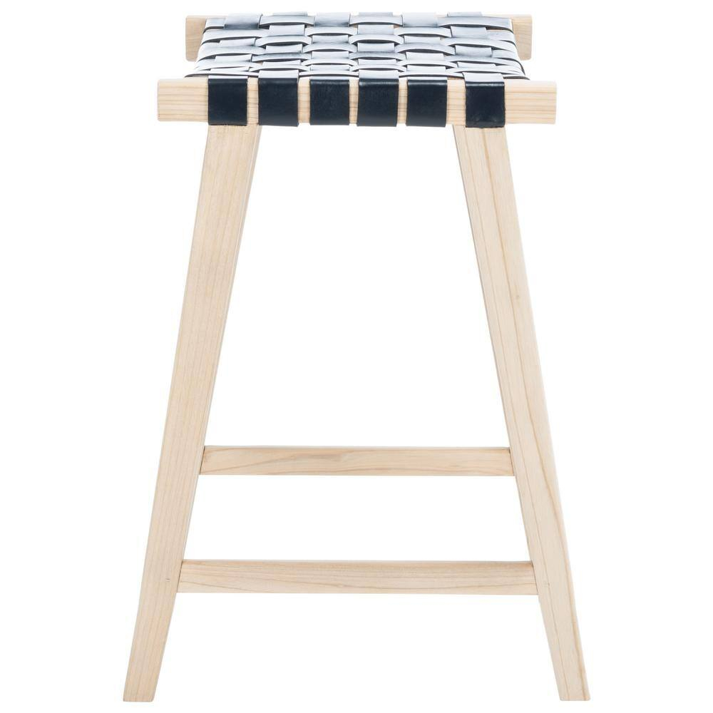 SAFAVIEH Abreu Rectangle Counter Stool, Black/Light Natural (18.5 in. W x 19 in. D x 26.8 in. H)