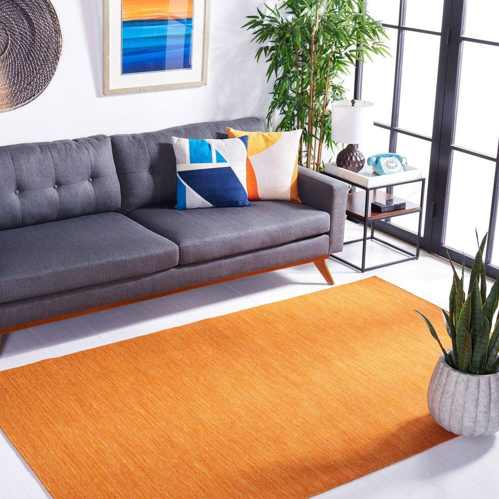 Bohemian Chic Hand-Woven Wool and Cotton Rug 8' x 10' - Orange