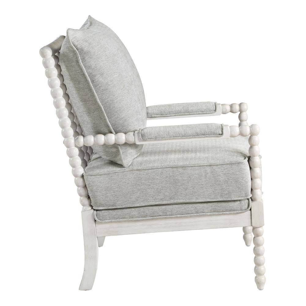 Kaylee Spindle Chair in Smoke Gray Fabric with White Frame
