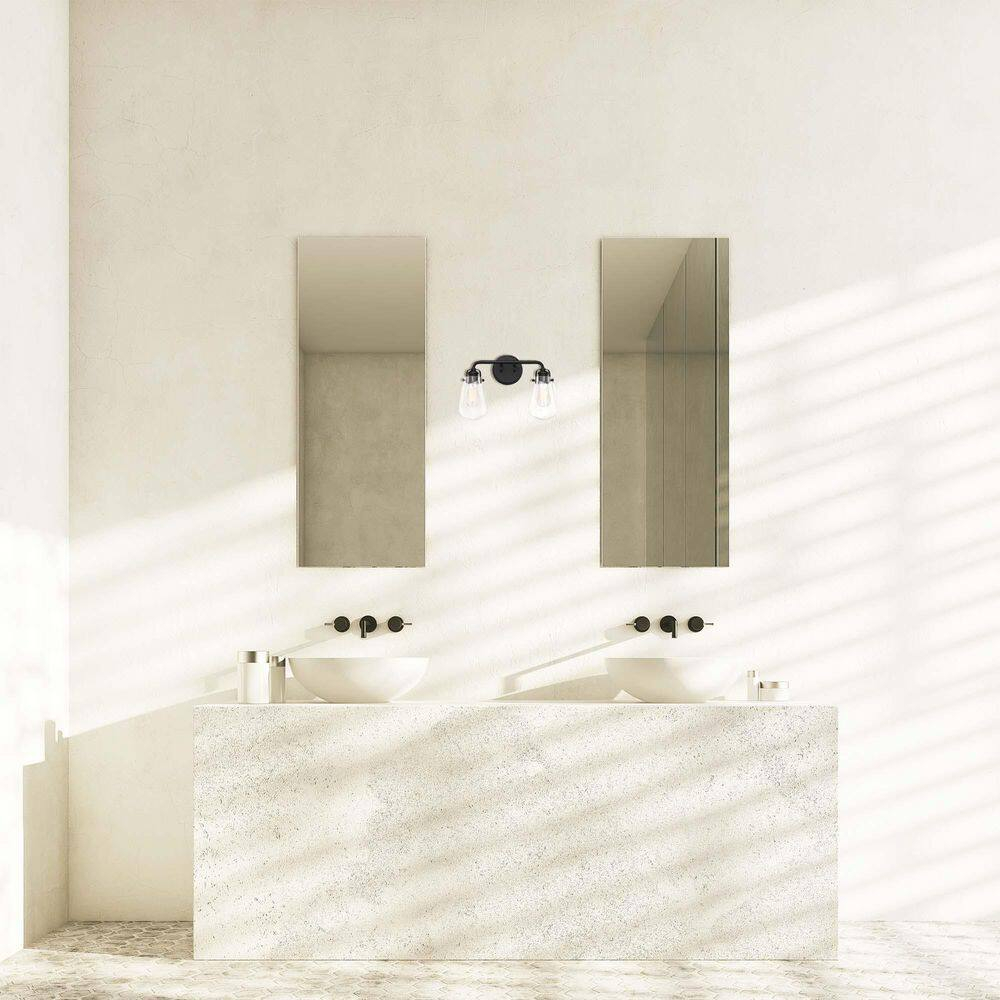 Elliott Vintage Matte Black 2-Light Bath Vanity Wall Sconce