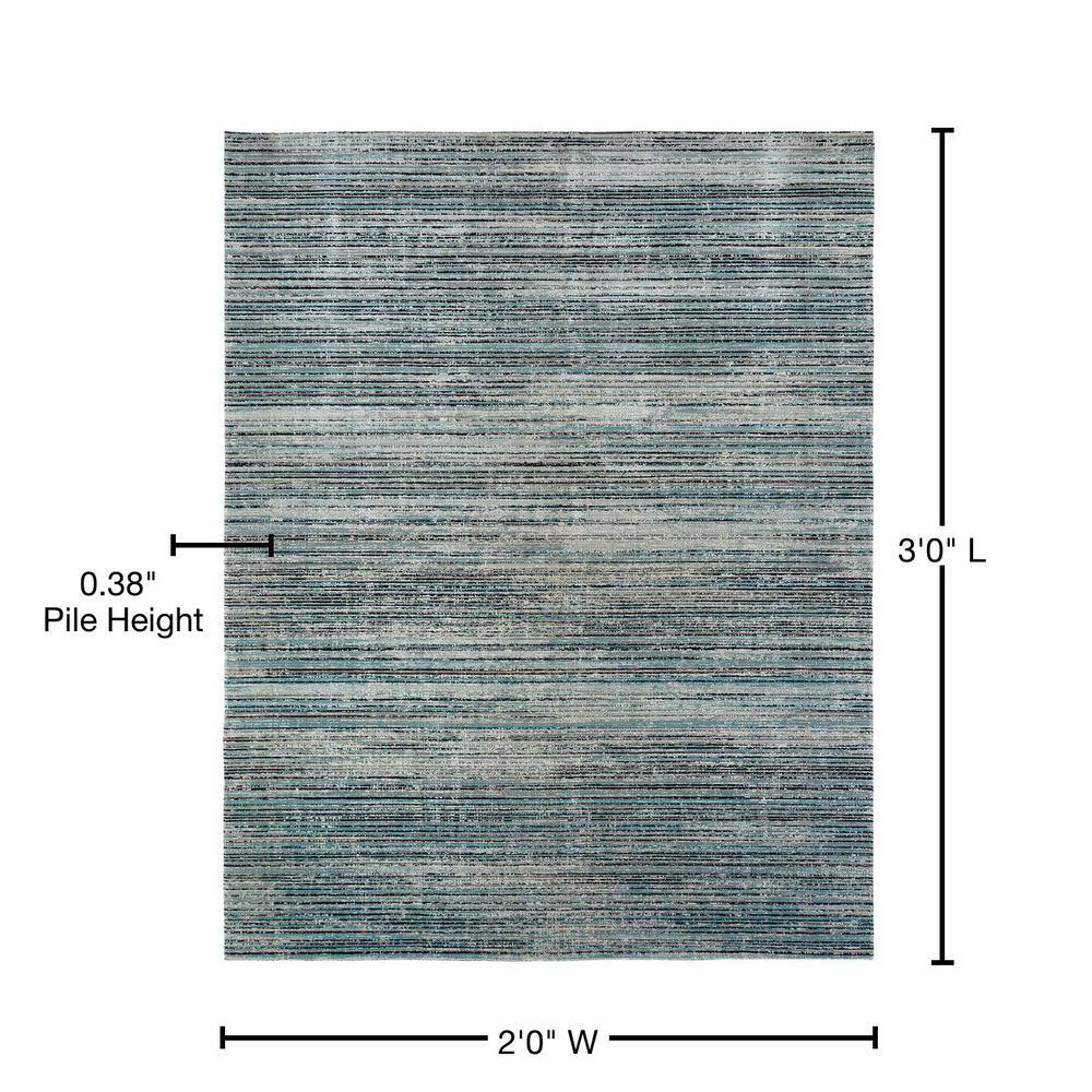 Aqua Strie 2 ft. x 3 ft. Indoor/Outdoor Area Rug