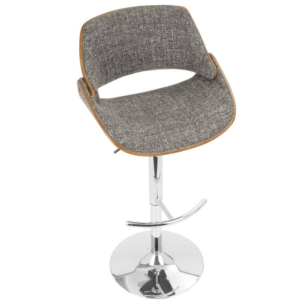Fabrizzi Mid-Century Modern Adjustable Barstool with Swivel in Walnut and Grey by LumiSource