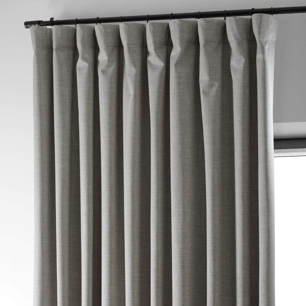 Exclusive Fabrics  Performance Linen Extrawide Hotel Blackout Curtain (1 Panel) 100 X 108 - Dark Greige