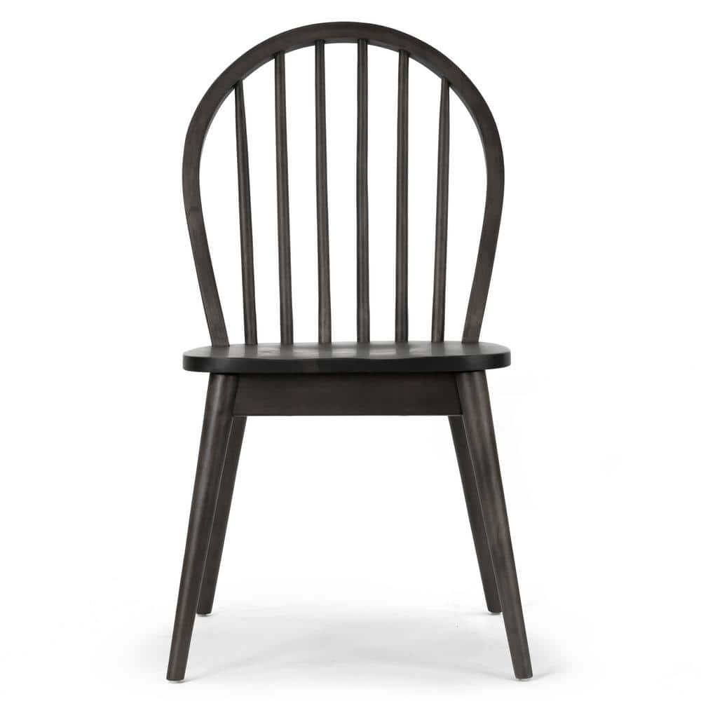 Glamour Home Astra 17.72" Wood Chairs with Windsor Back in Black (Set of 2)