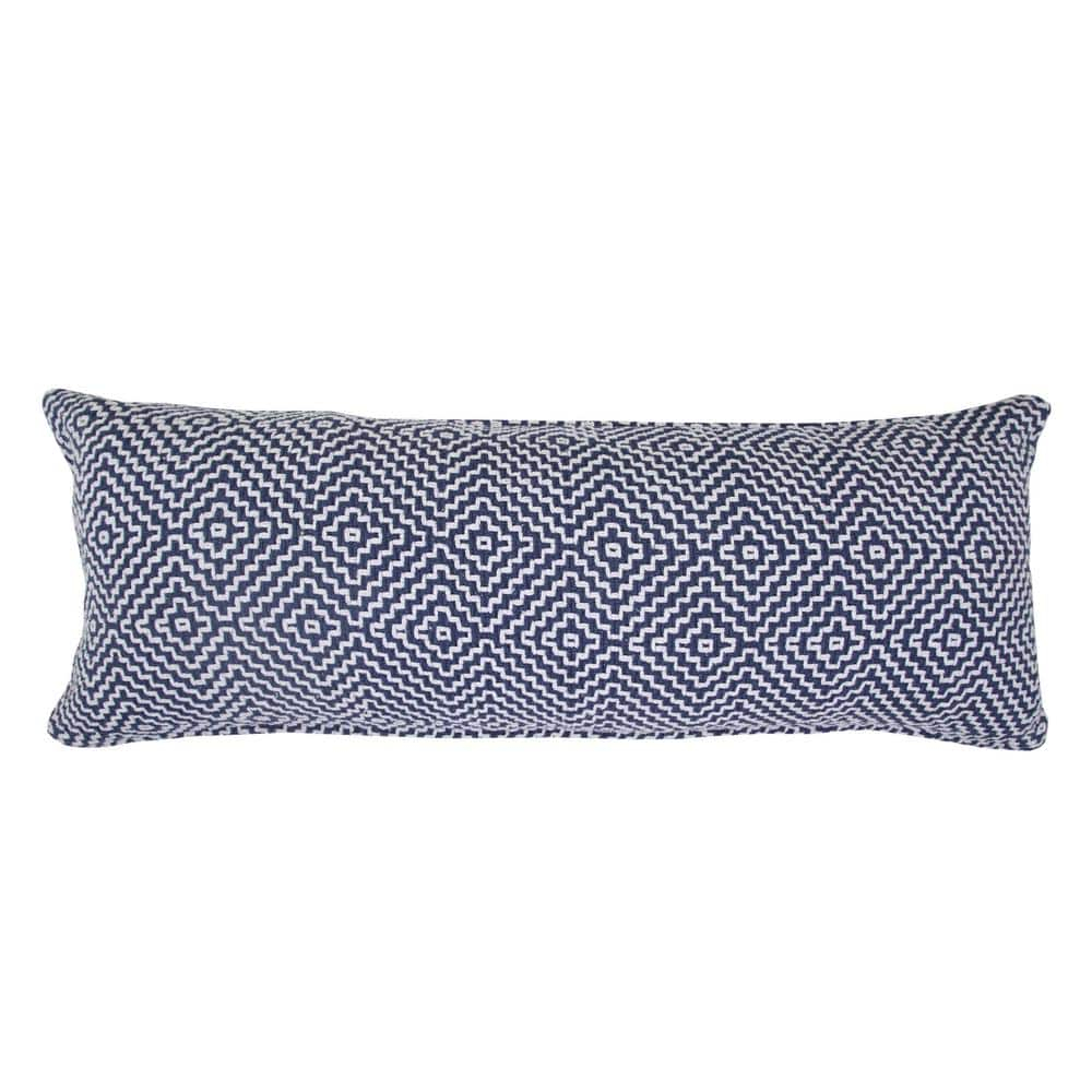 Ox Bay 14" x 36" Modern, Bohemian, Coastal, Farmhouse Blue, White, Multi-color Geometric Cotton Throw Pillow , Zip Closure