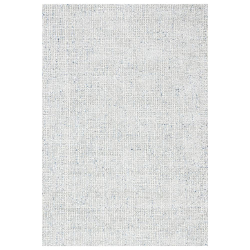 SAFAVIEH Abstract Keith Geometric Abstract Wool Area Rug, Silver/Blue, 9' x 12'