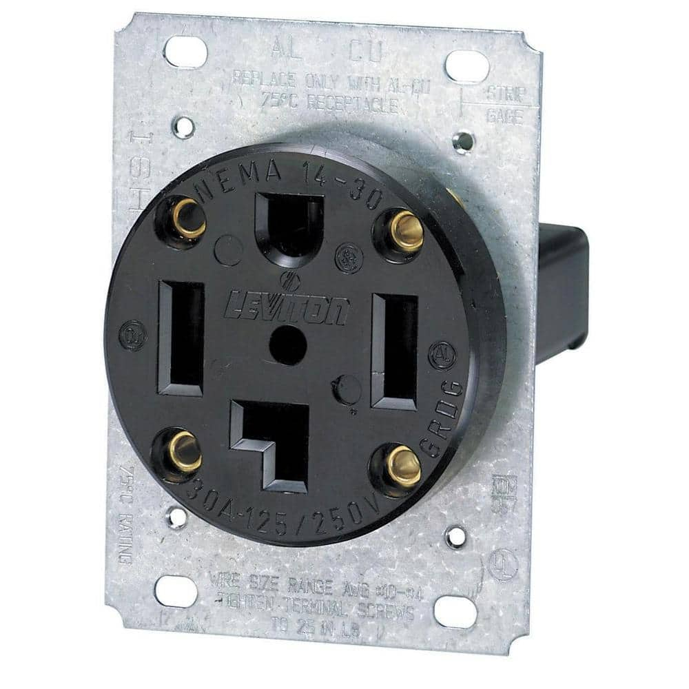 278-S00 4-Wire, 30-Amp, 250V Flush Mount Dryer Receptacle,Black