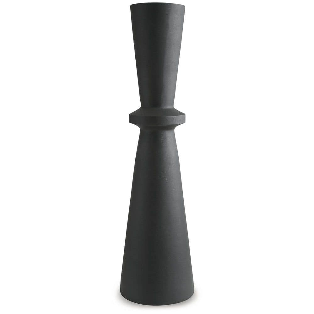 Black Textured Polyresin Hourglass Floor Vase