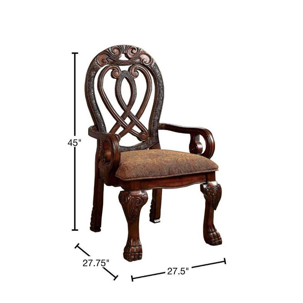 Benzara Wyndmere Traditional Arm Chair, Cherry Finish, Set of 2