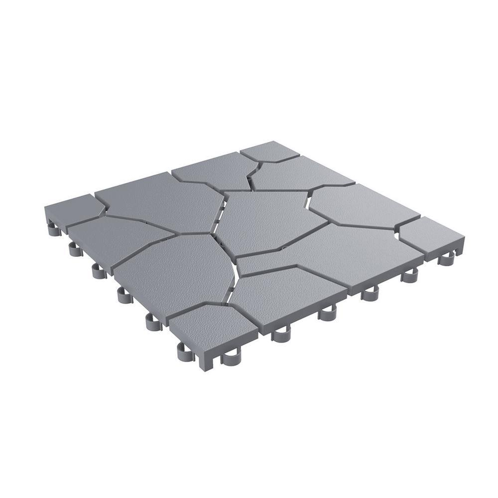 Pure Garden 6-Pack of Interlocking Weather-Resistant Deck Tiles (Gray)