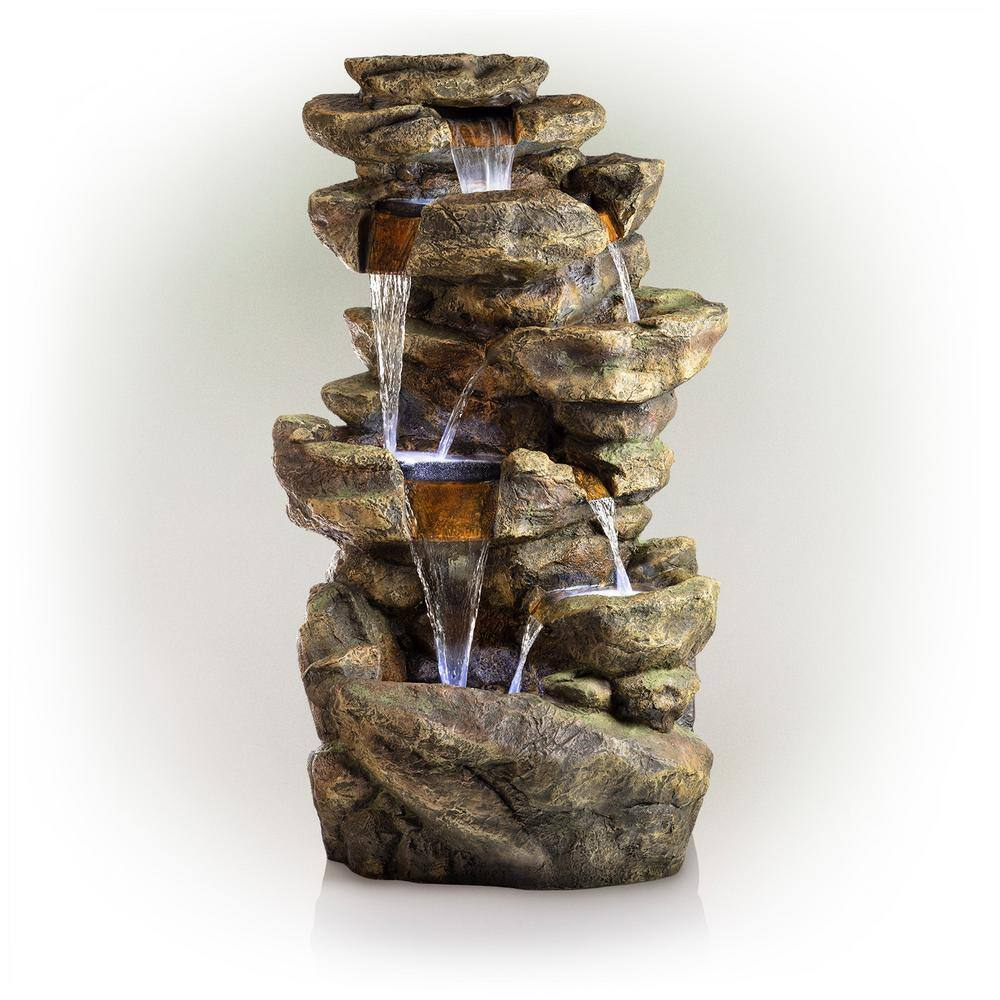 Alpine Corporation 6-Tier Amazonian Water Fountain with LED Lights