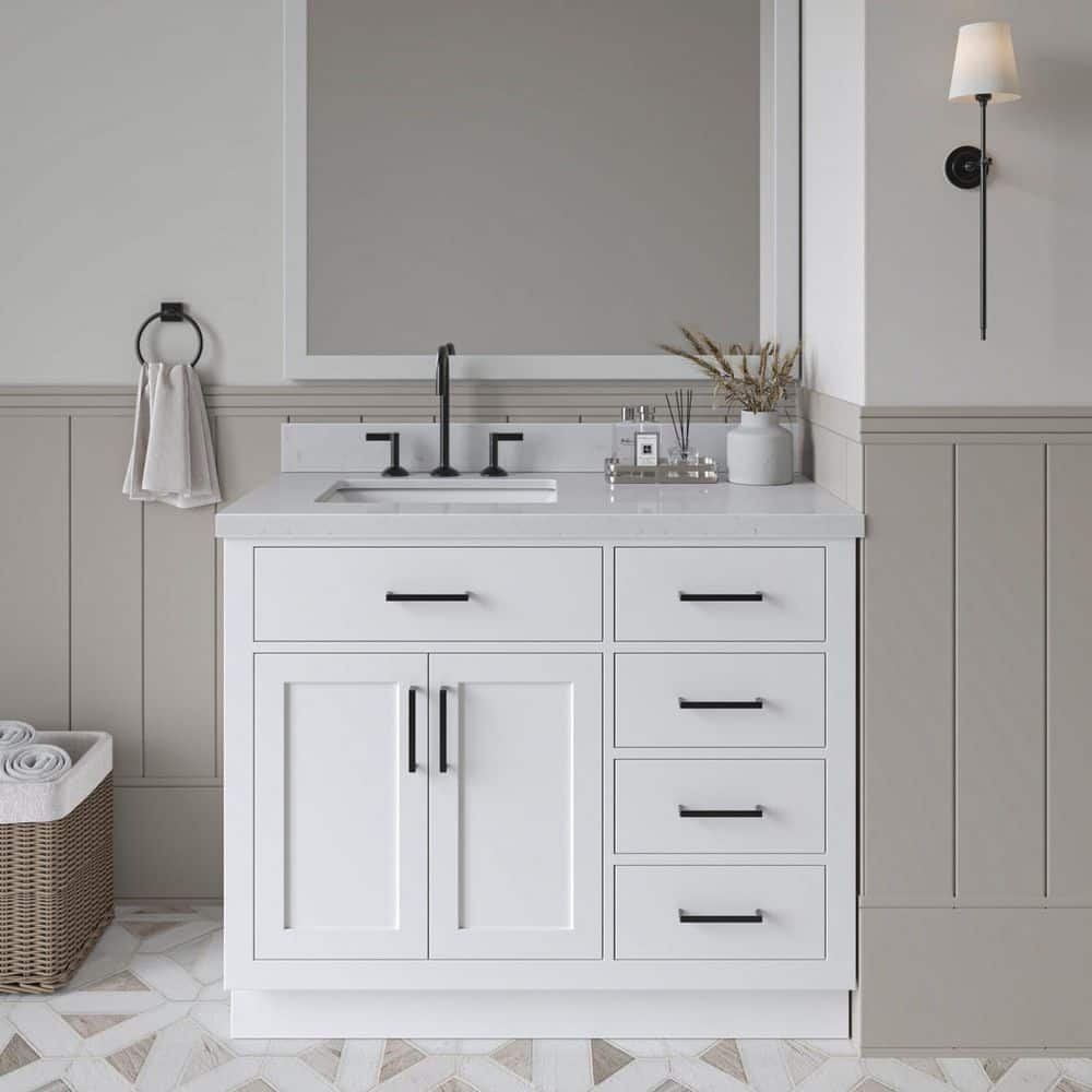 Ariel T042slcqrvo Hepburn 42" Free Standing Single Basin Vanity Set - White