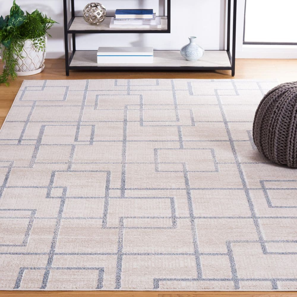 SAFAVIEH Blair Parker Geometric Machine Washable Area Rug, 8' x 10', Beige/Grey