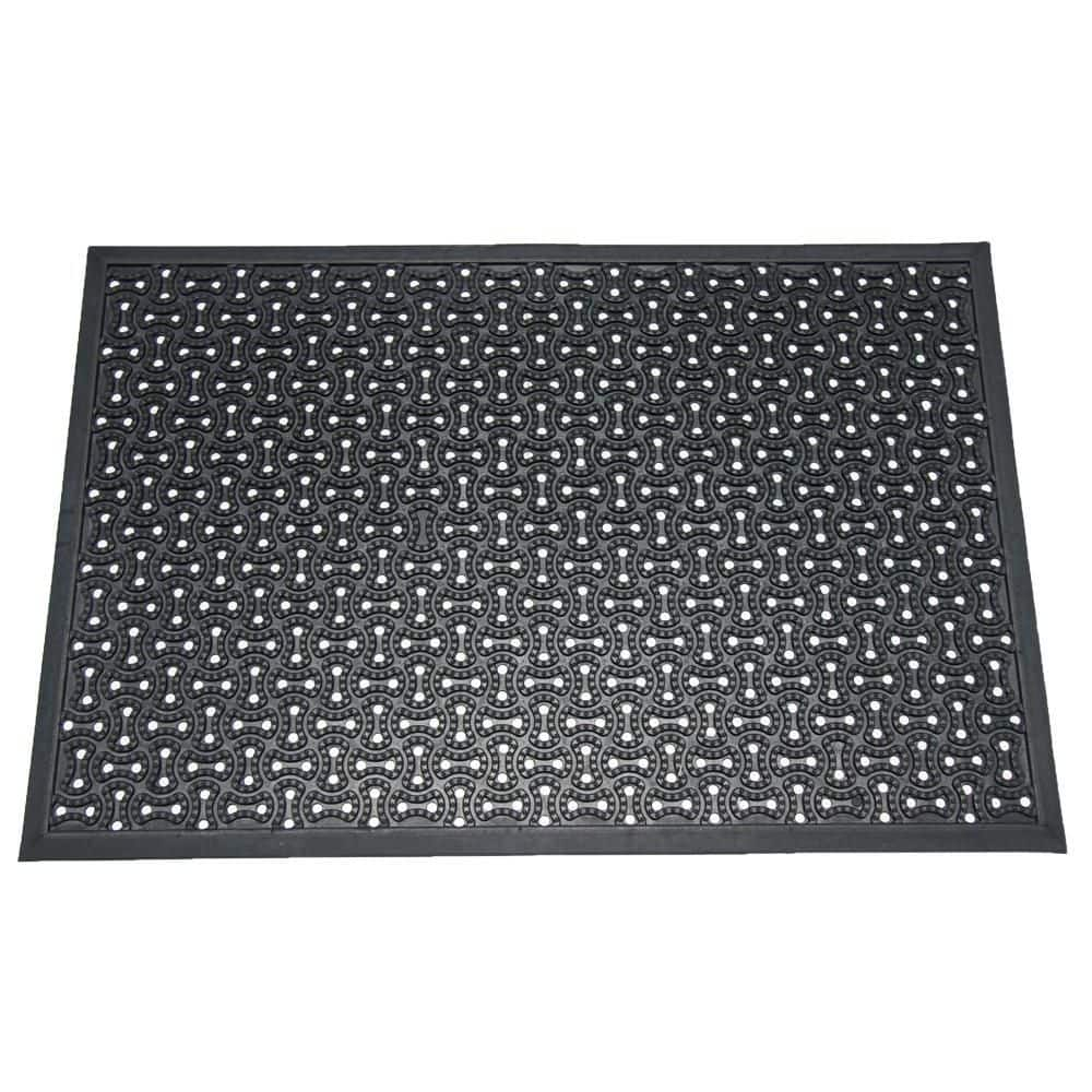 Black Rubber 36" x 60" Non-Slip Drainage Door Mat