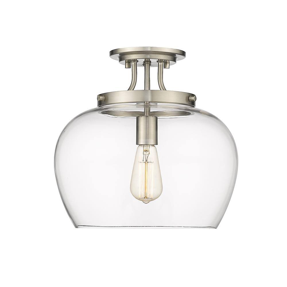 Joliet 13" Brushed Nickel Semi-Flush Mount with Bordeaux Glass Shade