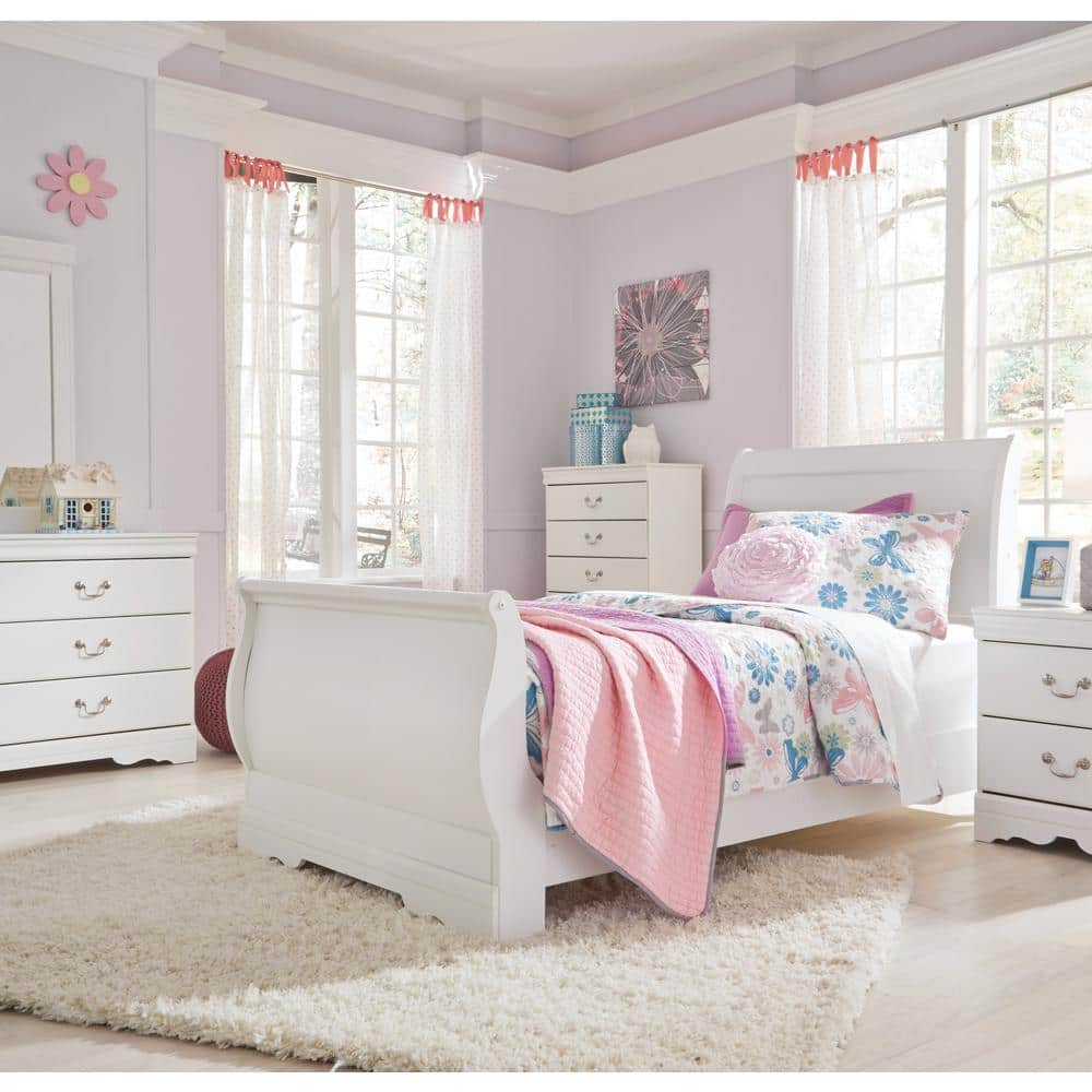 Signature Design by Ashley Traditional Anarasia Twin Sleigh Headboard  White