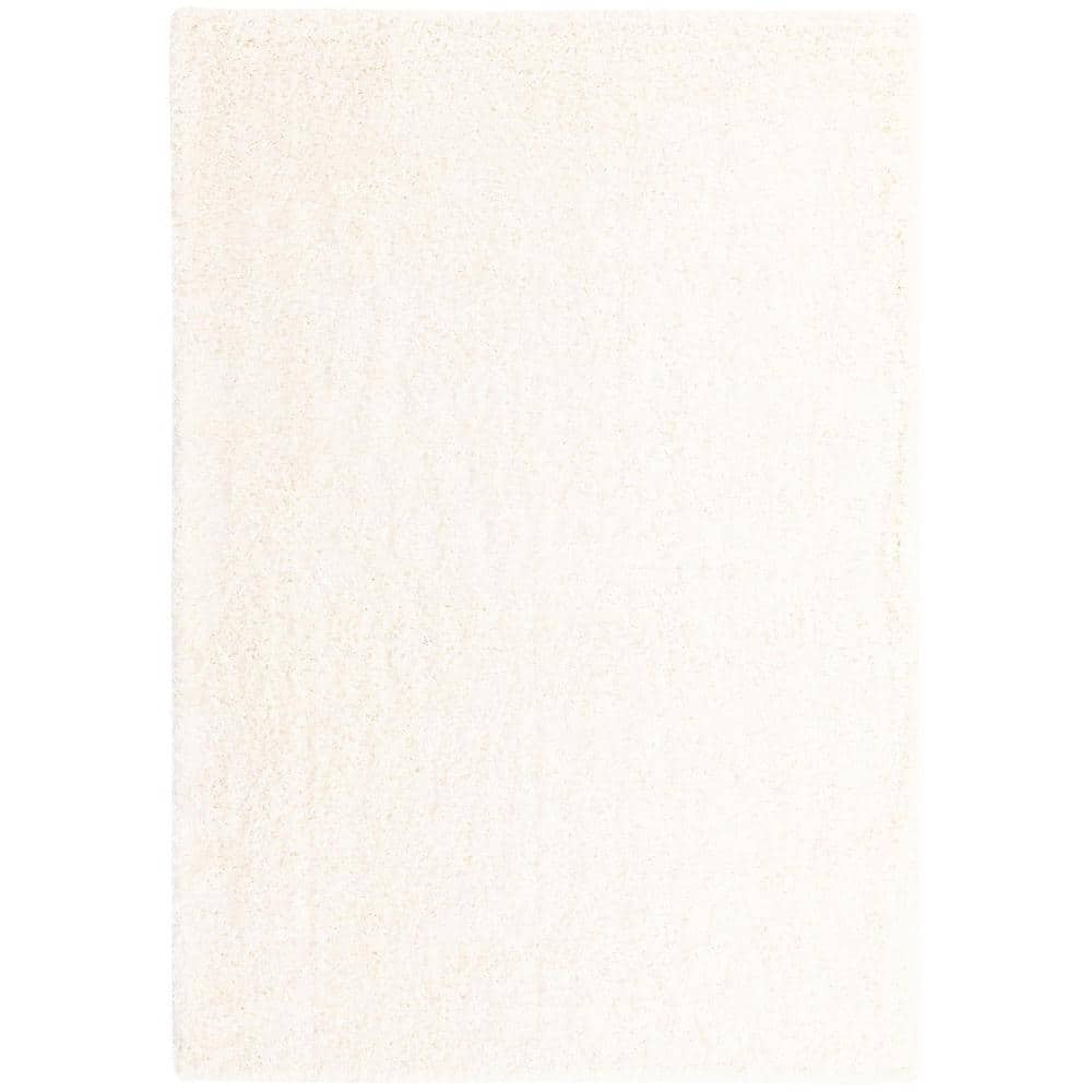 Solid Shag Snow White 7 ft. x 10 ft. Area Rug