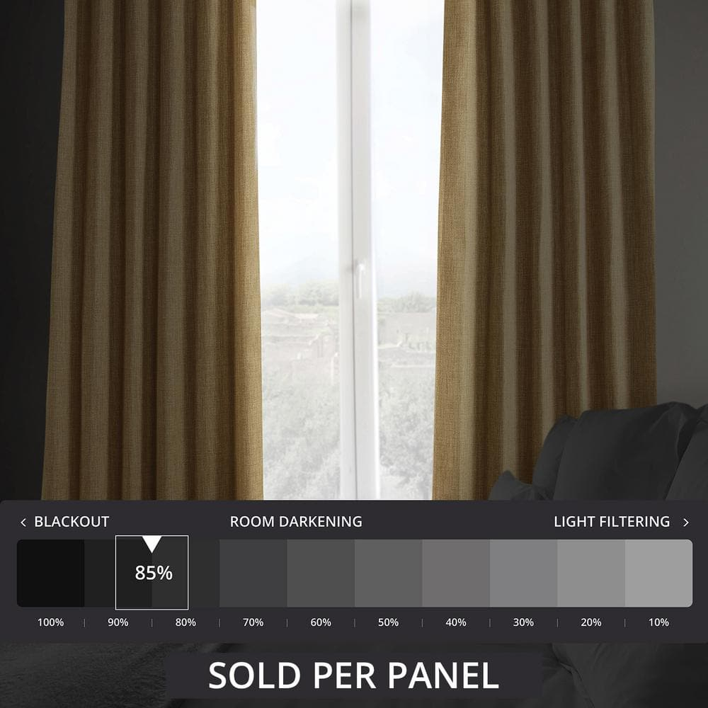 HPD Half Price Drapes Butterscotch Faux Linen Room Darkening Curtains for Bedroom & Living Room Curtains (1 Panel), Door & Window Curtains 120 inches long, 50W X 120L